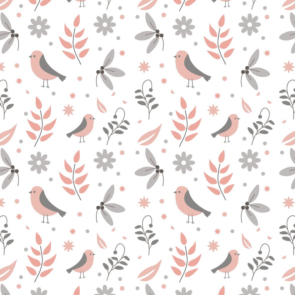 Tapet Premium Heartwork Pasari motive naturale alb, Ecologic, Non-Woven, Set 6 Role, 150 cm x 310 cm