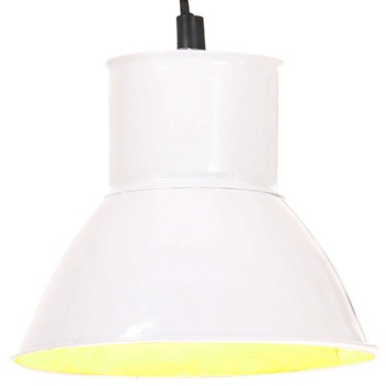 Lampa suspendata rotunda, vidaXL, Fier, 17 x 16 cm, Alb Lampa suspendata rotunda, vidaXL, Fier, 17 x 16 cm, Alb