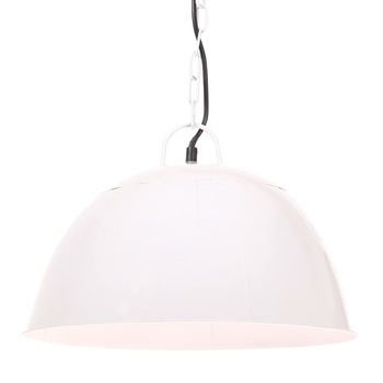 Lampa suspendata vintage rotunda, vidaXL, Fier, 41 x 26.5 cm, Alb Lampa suspendata vintage rotunda, vidaXL, Fier, 41 x 26.5 cm, Alb
