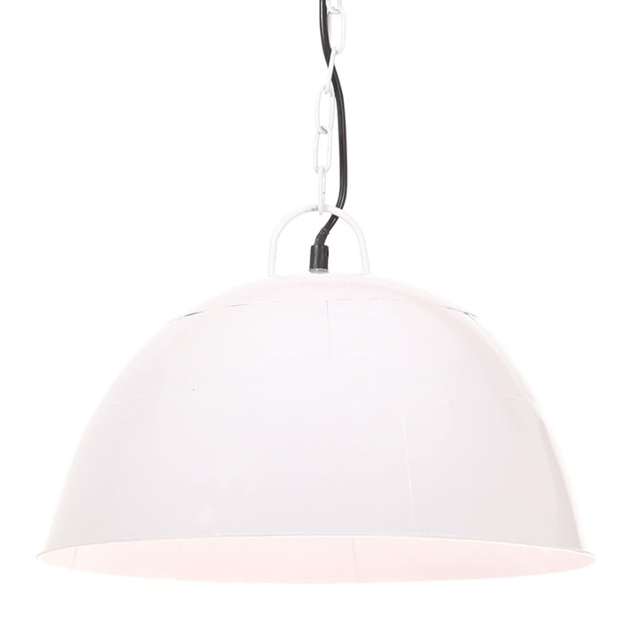 Lampa suspendata vintage rotunda, vidaXL, Fier, 41 x 26.5 cm, Alb