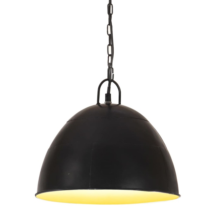 Lampa suspendata vintage rotunda, vidaXL, Fier, 31 x 26 cm, Negru