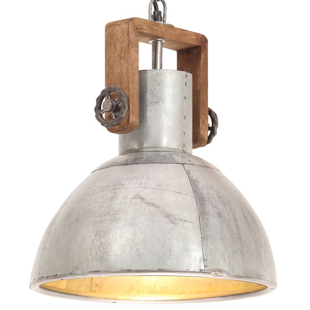 Lampa suspendata industriala, vidaXL, Fier, 30 x 37 cm, Argintiu