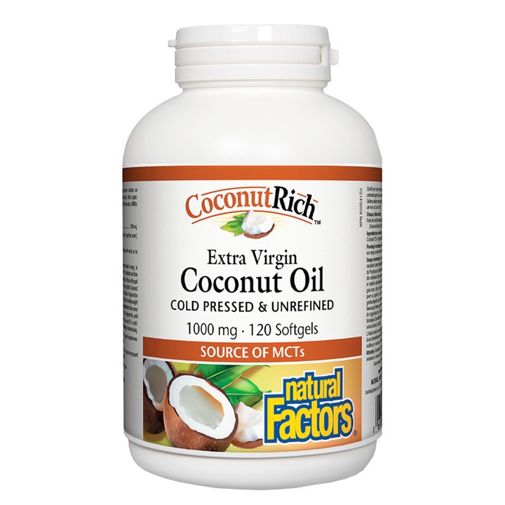 Supliment alimentar Coconut Oil, 120 caps, Natural Factors