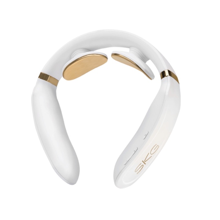 Масажор за врат SKG K6E, Бял/Златист, Затопляне, Електрически стимулации