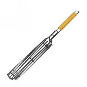 Gratar grill pentru frigarui, cu maner lemn, 26x5 cm Gratar grill pentru frigarui, cu maner lemn, 26x5 cm