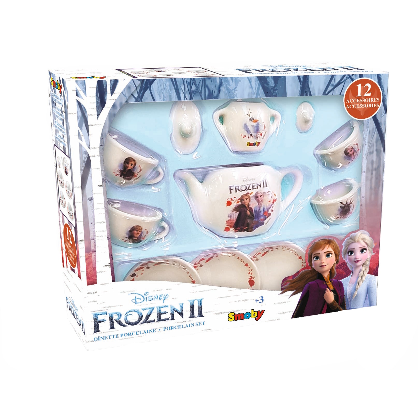 Игрален комплект Smoby Frozen II, Tea set porcelain, 12 аксесоара