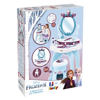 Masuta machiaj 2 in 1 Smoby - Frozen II, 10 accesorii Masuta machiaj 2 in 1 Smoby - Frozen II, 10 accesorii