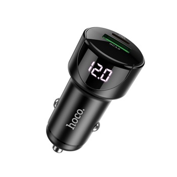 Incarcator Auto Premium Hoco Dual, 1 X Type-c Pd20w, 1 X Usb Qc 3.0, Display Afisare, Z42 Negru Incarcator Auto Premium Hoco Dual, 1 X Type-c Pd20w, 1 X Usb Qc 3.0, Display Afisare, Z42 Negru