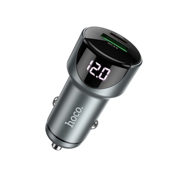 Incarcator Auto Premium Hoco Dual, 1 X Type-c Pd20w, 1 X Usb Qc 3.0, Display Afisare, Z42 Gri Incarcator Auto Premium Hoco Dual, 1 X Type-c Pd20w, 1 X Usb Qc 3.0, Display Afisare, Z42 Gri
