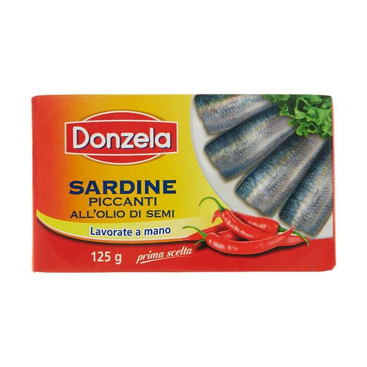 Sardine in Ulei cu Ardei Iute Donzela, 125 g