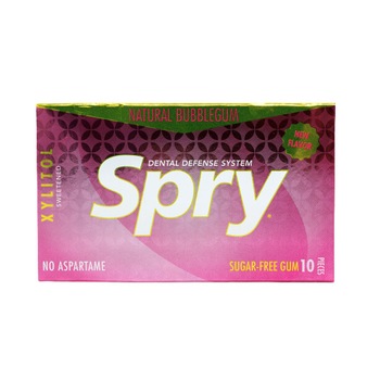 Guma de mestecat cu xylitol, Spry de la Xlear, fara zahar, 100% ingrediente naturale, aroma guma de mestecat (bubble gum), folie 10 bucati Guma de mestecat cu xylitol, Spry de la Xlear, fara zahar, 100% ingrediente naturale, aroma guma de mestecat (bubble gum), folie 10 bucati