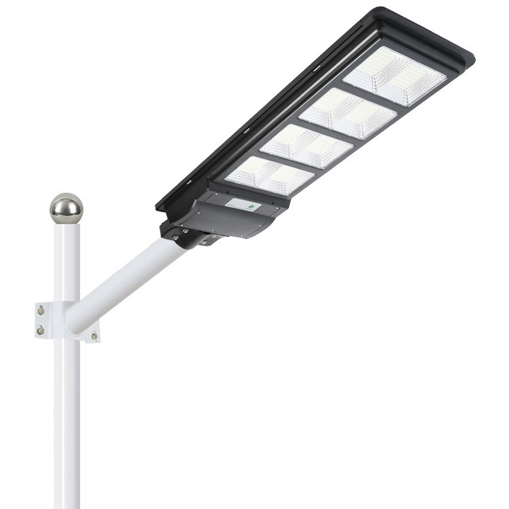Комплект LED слънчева лампа, Jortan, 180W, осветително тяло, слънчево зареждане, фотоволтаичен панел, стойка, дистанционно управление