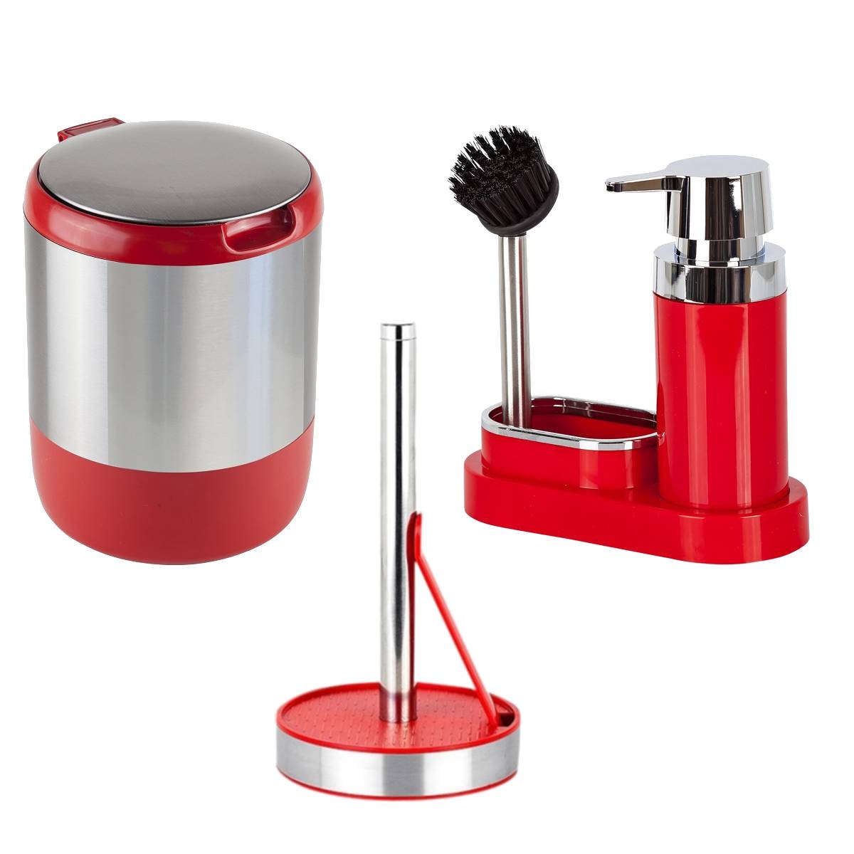 Set de Curatenie Bucatarie, Pasifik, 3 Piese, Rosu