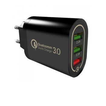 Incarcator 3x USB Fast Charge Qualcomm 3.0 Negru Incarcator 3x USB Fast Charge Qualcomm 3.0 Negru