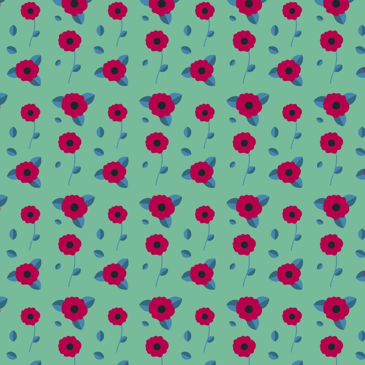 Autocolant Heartwork pentru mobilier, Contrast flori rosii si verde, autoadeziv, latime 50 cm x lungime 50 cm