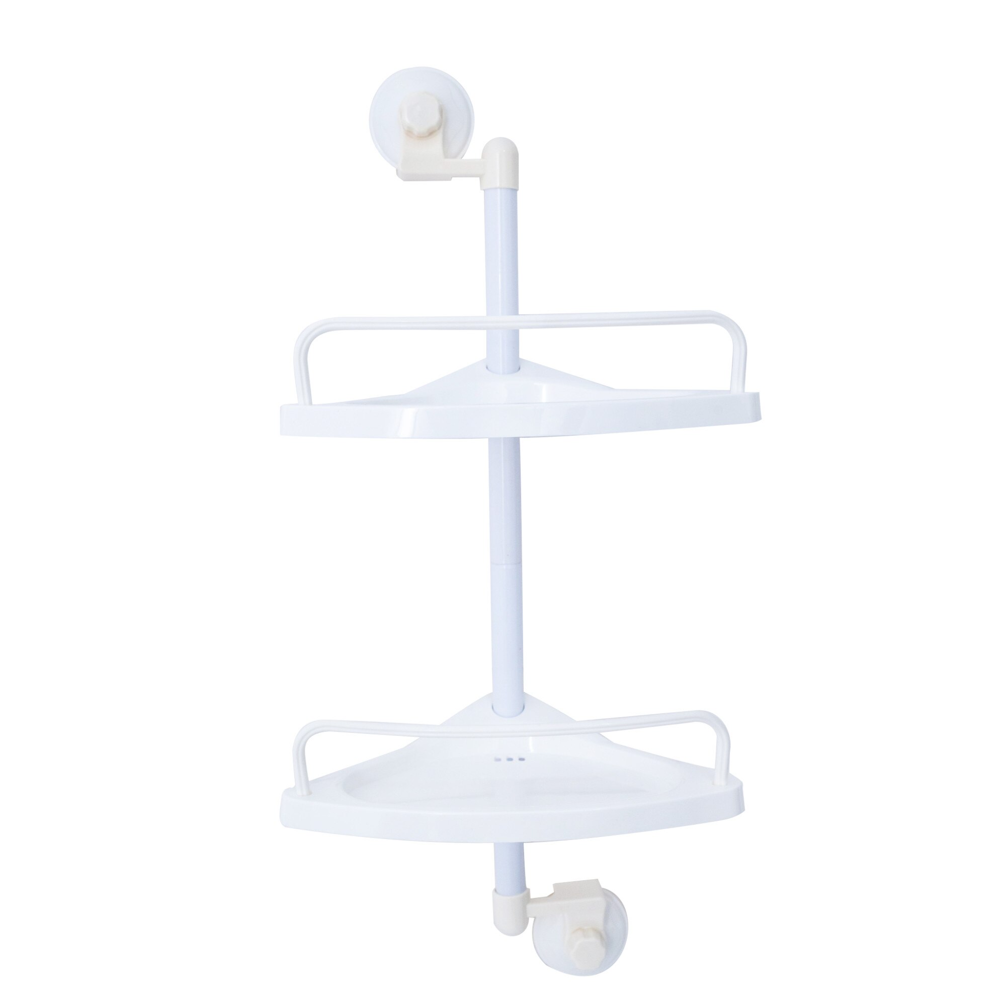 Etajera dubla, montare pe colt , alba , TRENDY'S