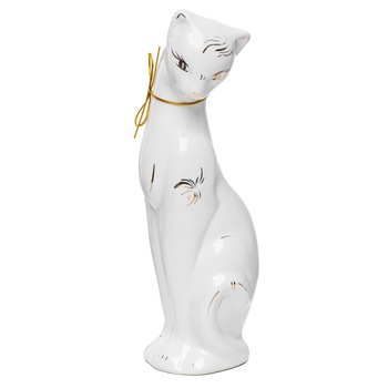 Statueta si pusculita Pisica Egipteana OSIRIS, 29 cm, realizata manual din ceramica fina alba Statueta si pusculita Pisica Egipteana OSIRIS, 29 cm, realizata manual din ceramica fina alba