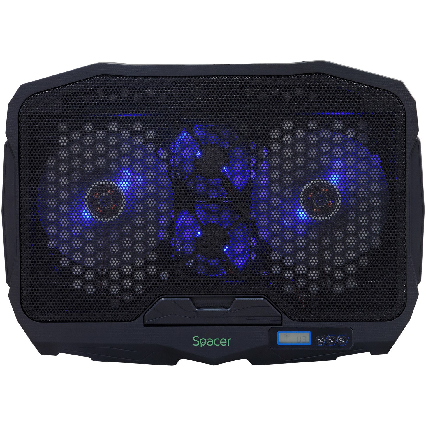Cooler Spacer notebook Gaming 17″, 4 ventilatoare, USB, negru