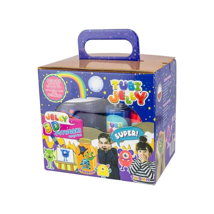 SET TUBI JELLY (gel modelator) cu 6 culori si acvariu mic, MONSTRUI