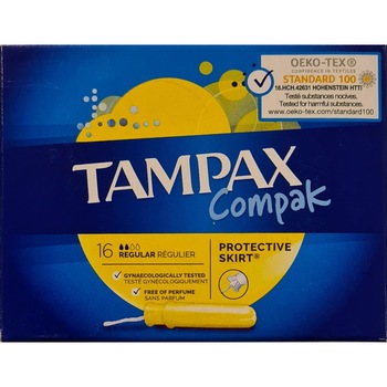 Tampoane Tampax Compak Regular cu Aplicator, 16 buc Tampoane Tampax Compak Regular cu Aplicator, 16 buc