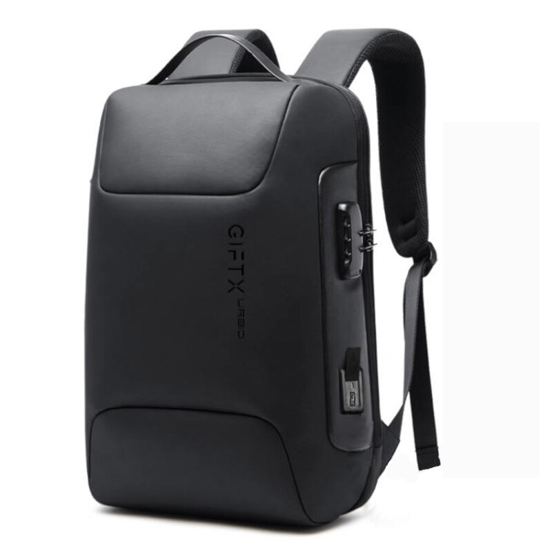 Rucsac antifurt smart GIFTX Urbio Negru, impermeabil, cu USB si cifru