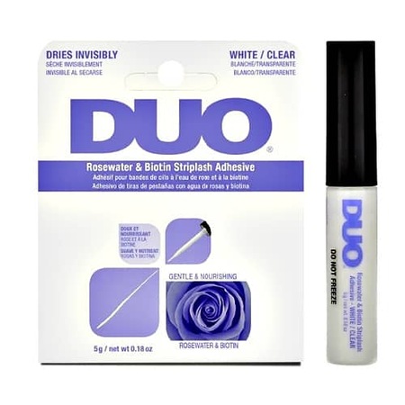 Adeziv gene transparent cu biotina DUO Brush On Striplash Adhesive Rosewater & Biotin White/Clear, 5g