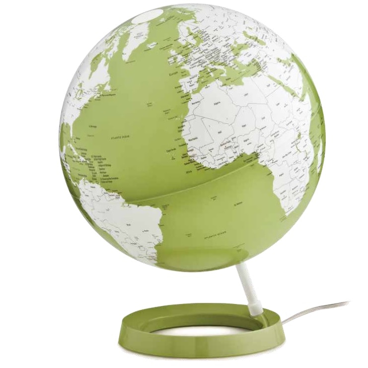 Glob pamantesc iluminat Light&Color Pistachio 30 cm in limba engleza