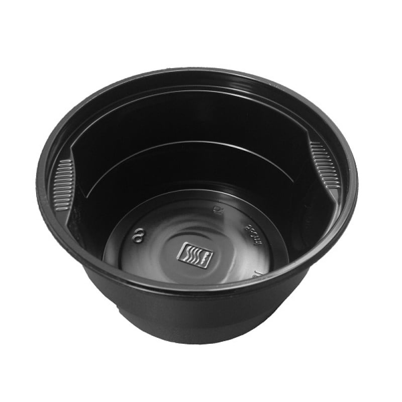 Set boluri PP negre cu capac transparent, pentru supe/creme/ciorbe, volum 360ml, 50 buc/set