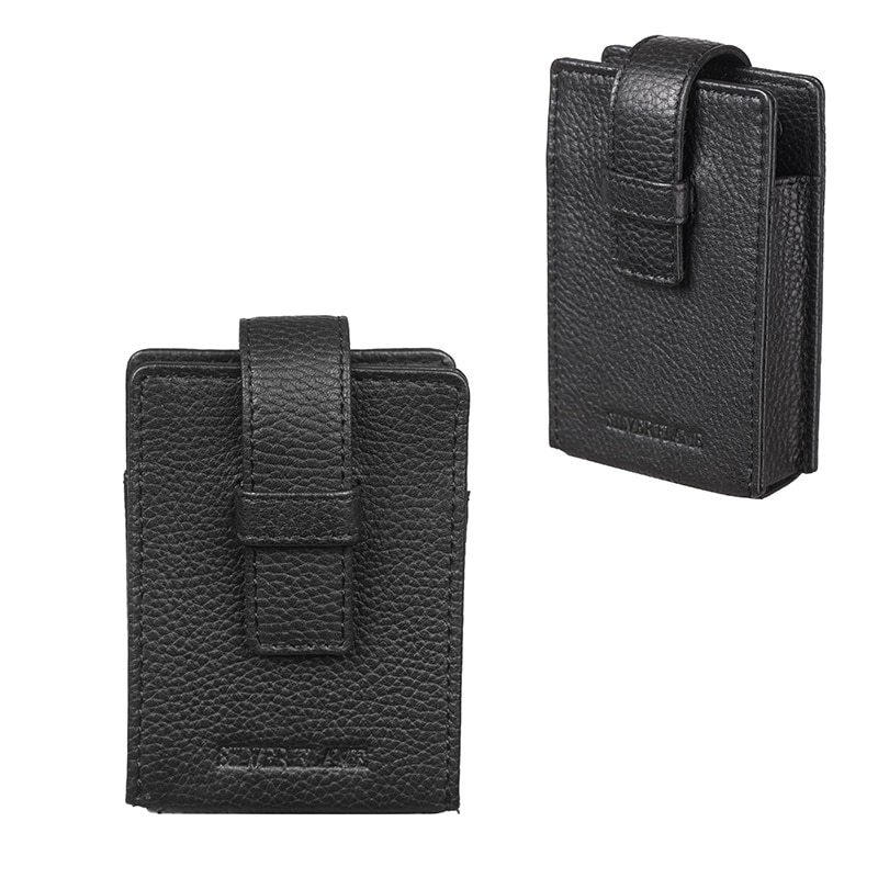Husa pachet tigari Silver Flame, piele naturala, 55 х 23 х 90 mm, Negru
