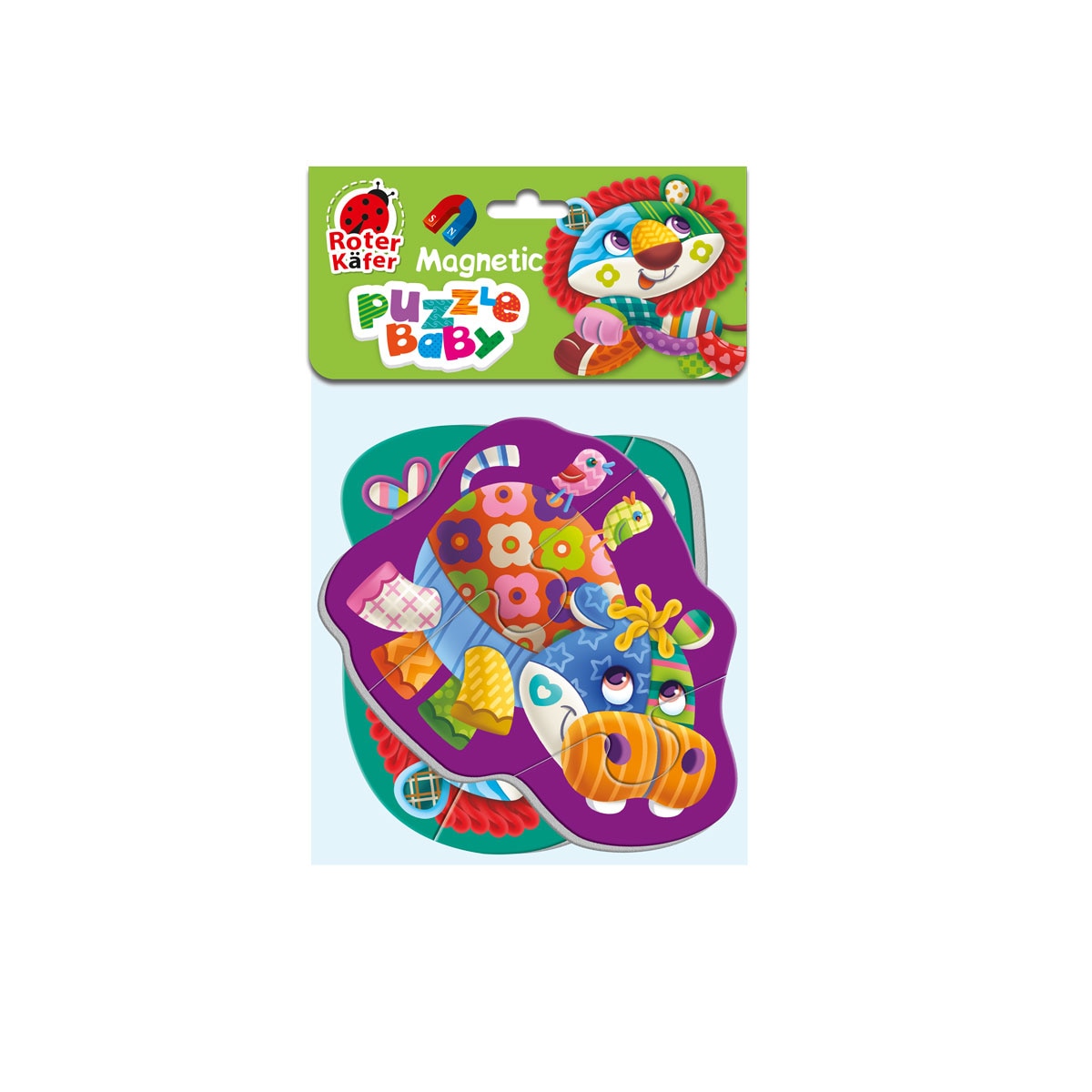 Baby Puzzle magnetic, Leu-Hipopotam, Roter Kafer