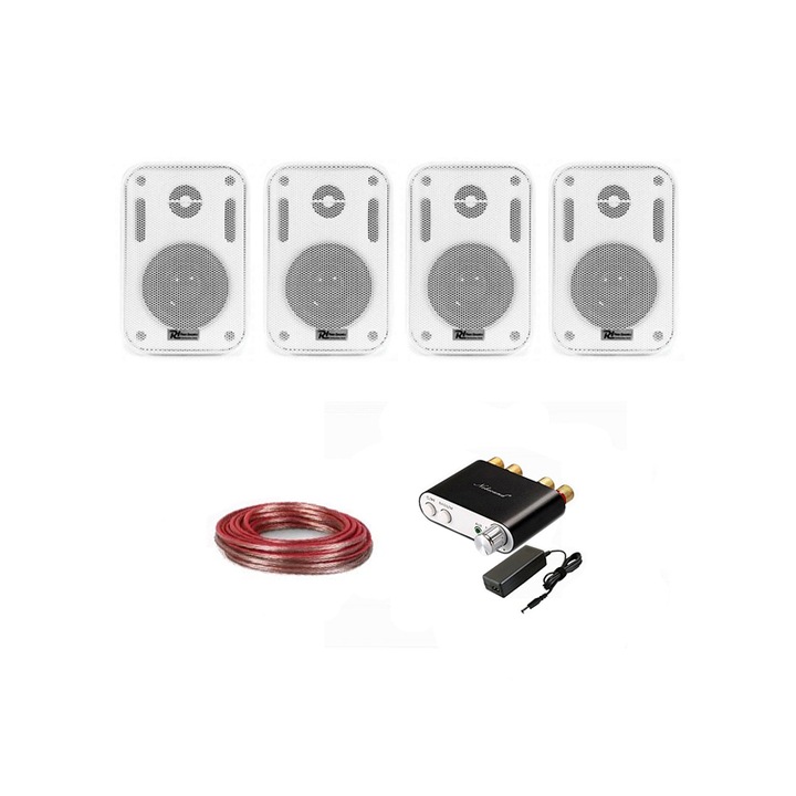 Амбиентна аудио система, 4 x високоговорители и усилвател, 2 x 50w, bluetooth, бял