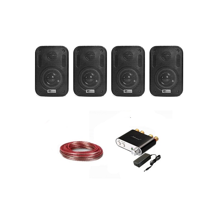 Амбиентна аудио система, 4 х колони и усилвател, 2 х 50w, bluetooth, черен