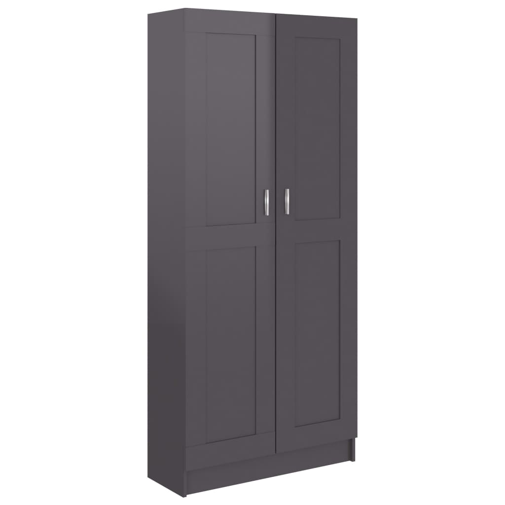 Biblioteca din pal extralucios cu 5 rafturi, vidaXL, PAL, 82.5 x 30.5 x 185.5 cm, Gri