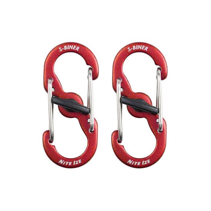 Set Carabina Nite Ize S-Biner MicroLock Aluminiu - 2 buc, rosie