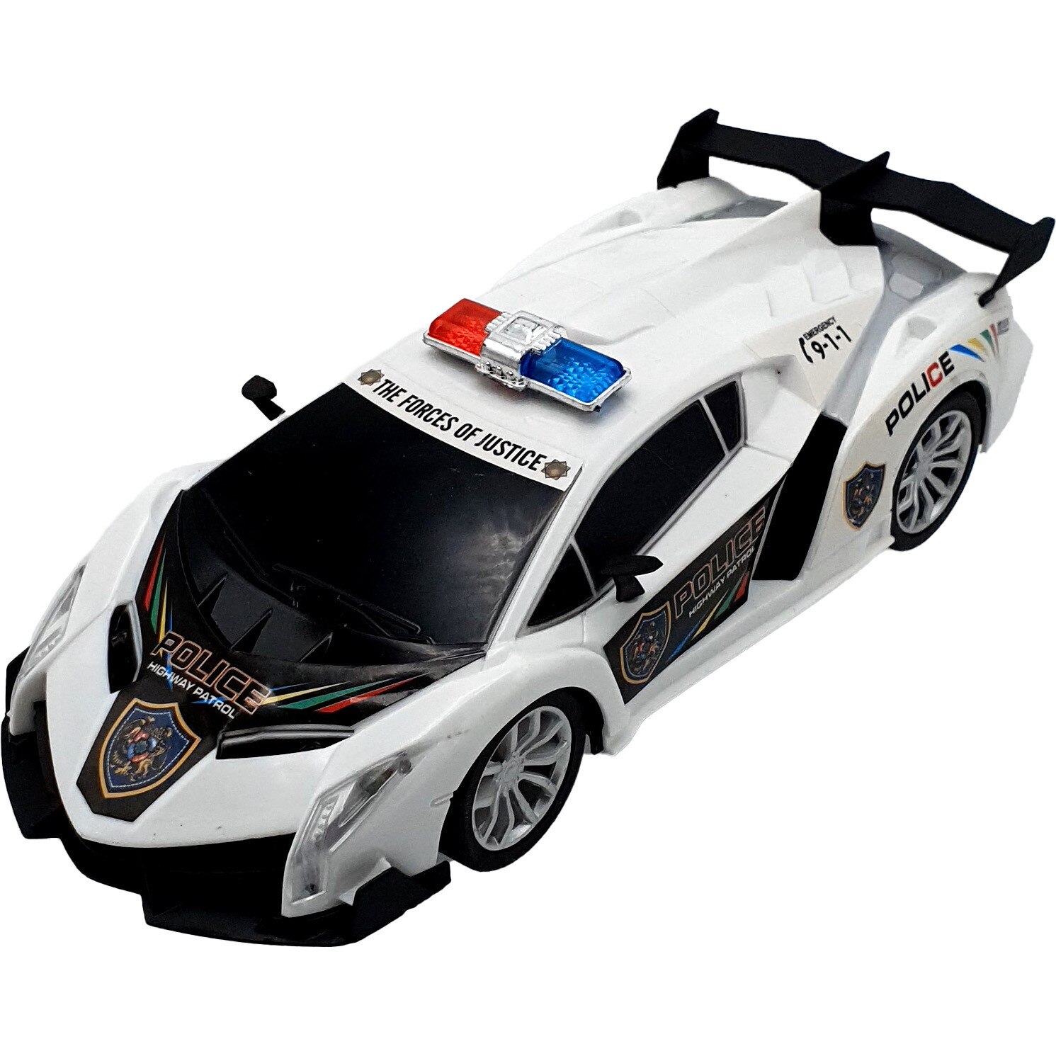 Masina de Politie cu telecomanda, scara 1:20, alba, +6 ani