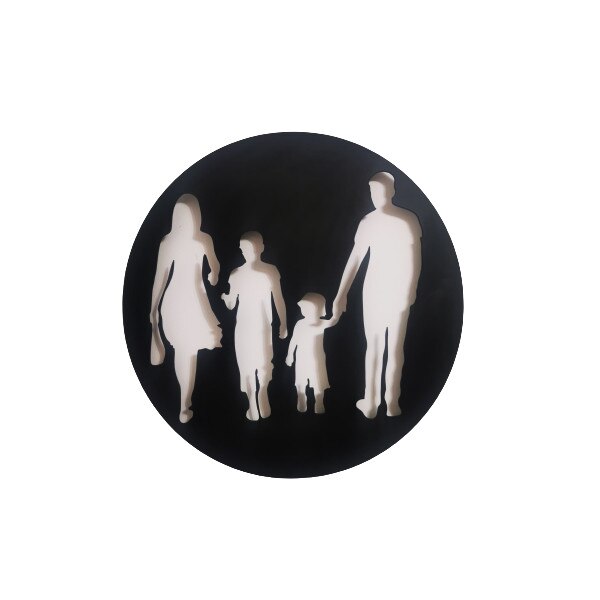 Tablou Decorativ Tabla decupata CNC Family 1, Negru, 500x500 mm