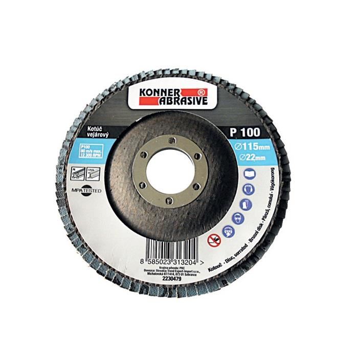 Disc lamelar pentru slefuit Konner 260, 115x22 mm, A80, pentru Inox