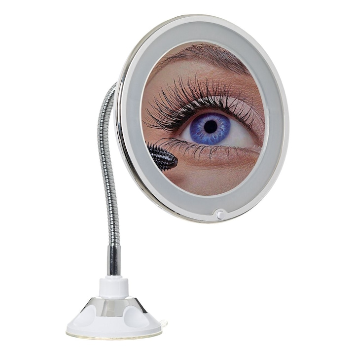 Oglinda cosmetica cu suport flexibil, Cali, iluminare LED, Alba