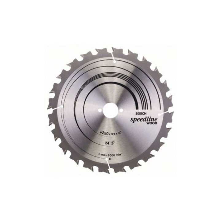 Диск за циркуляр Bosch Speedline Wood, 250 x 3,2/2,2 x 30 mm, 24T