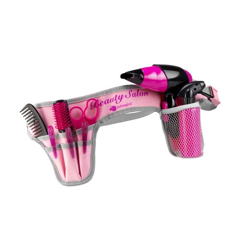 Set coafor pentru copii Imaginarium To Be Hairstylist Kit cu centura si 8 accesorii: uscator, pieptene, foarfece, perie, pulverizator si 3 agrafe