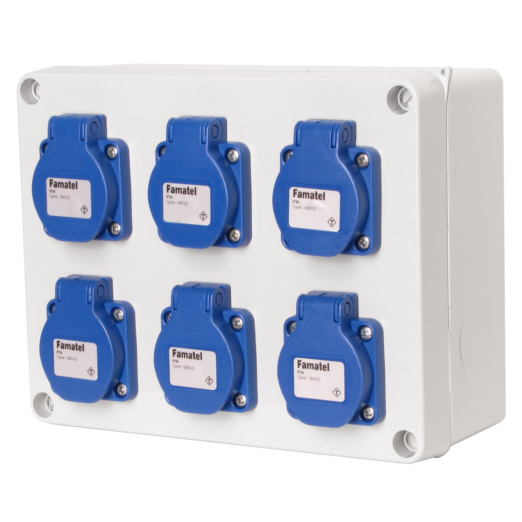 Doza precablata cu 6 prize schuko 16A 230V IP54 Famatel