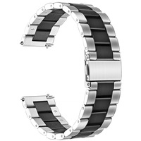 curea compatibila samsung gear s3  galaxy 22mm  huawei gt 2 46mm din otel inoxidabil cu sistem quick release smartwatch  negru argintiu  black silver imagen 34_0_
0