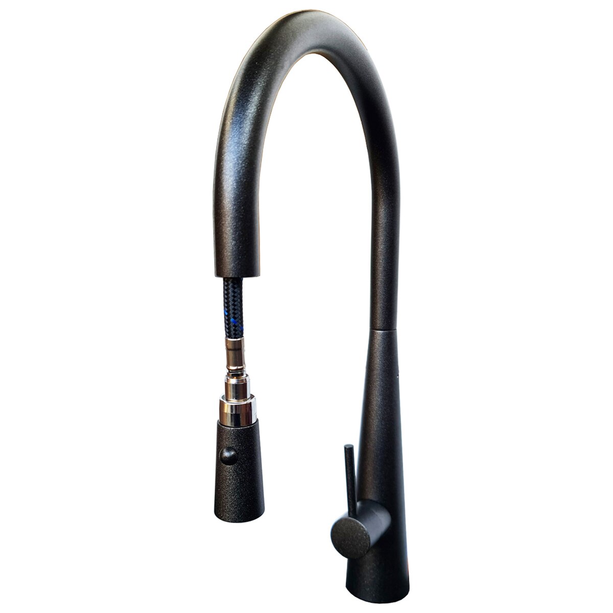 Baterie bucatarie CookingAid NEWMIX 90 cu finisaj Negru Metalic antiamprenta si furtun dus retractabil / extractibil