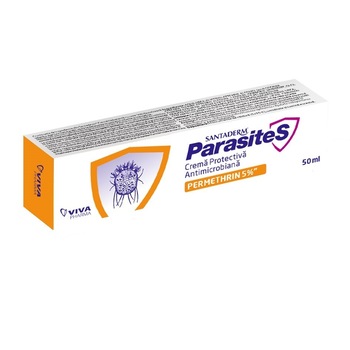 Crema protectiva antimicrobiana cu Permetrina 5% Santaderm, 50 ml Crema protectiva antimicrobiana cu Permetrina 5% Santaderm, 50 ml