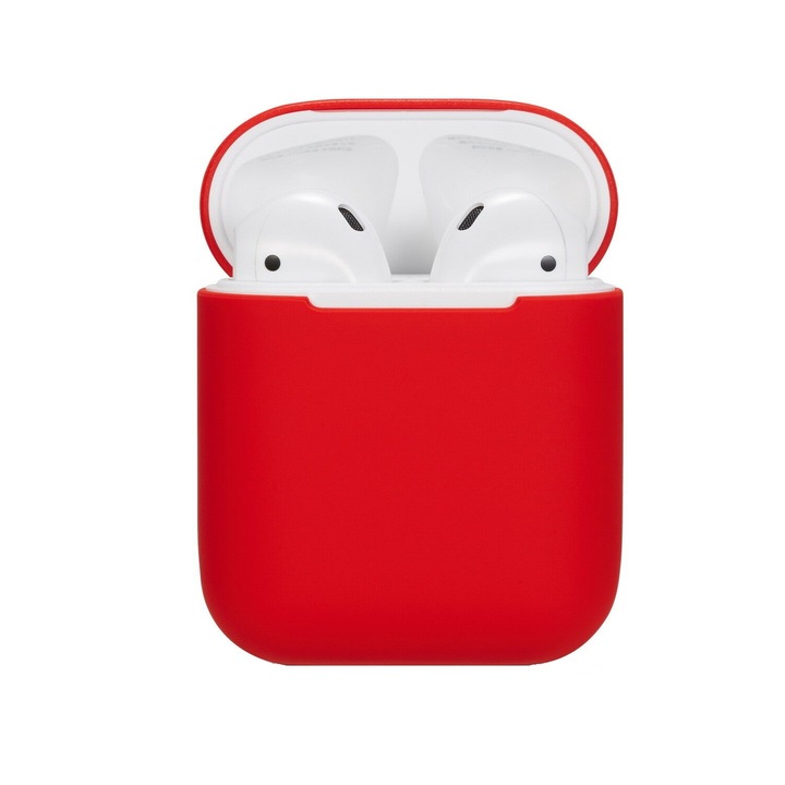 PlanetPhone Airpods Apple iPhone fülhallgató tartó tok, szilikon, piros, 2 db
