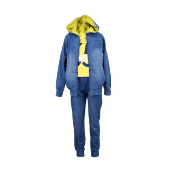 Trening trei piese galben-albastru pentru baieti, marime 104 cm, varsta 4 ani Trening trei piese galben-albastru pentru baieti, marime 104 cm, varsta 4 ani