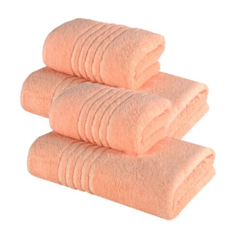 Set 4 prosoape bumbac 100% cu linii, Ralex Pucioasa, Family Pack, Banan