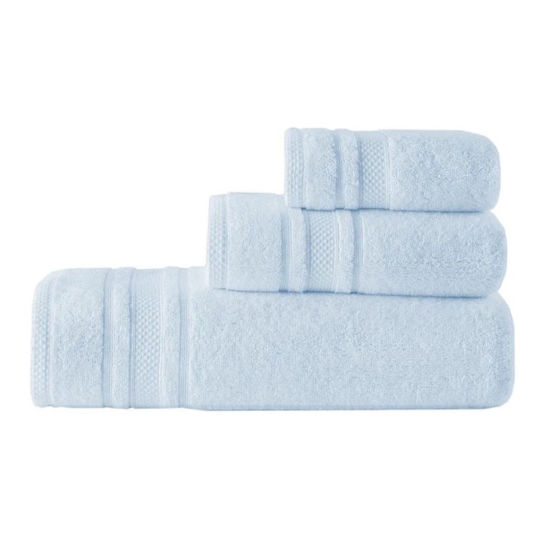 Set 3 prosoape Valeron, Soft, bumbac 100%, 550 g/m2, maini 30 x 50 cm, fata 50 x 90 cm, baie 90 x 150 cm, calitate premium, bleu