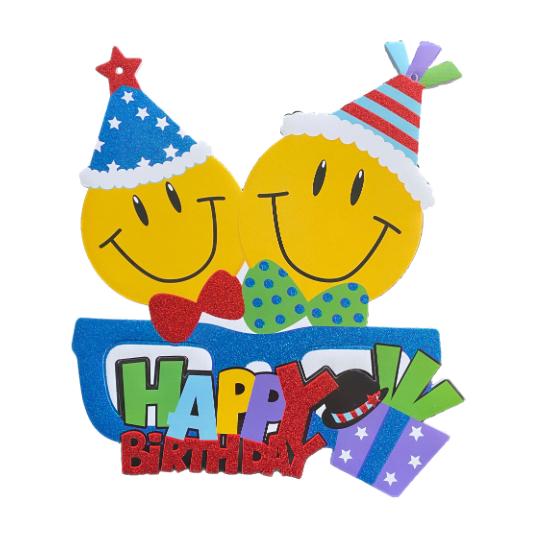 Banner decorativ cu emoticoane, Happy Birthday dimensiuni 32x28 cm