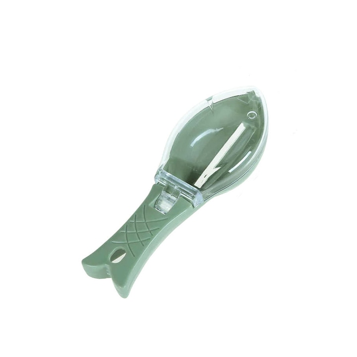 Curatator manual solzi de peste Fish Scaly, forma peste , usor de utlizat si curatat, 16 cm, recipient pentru solzi, verde, Doty
